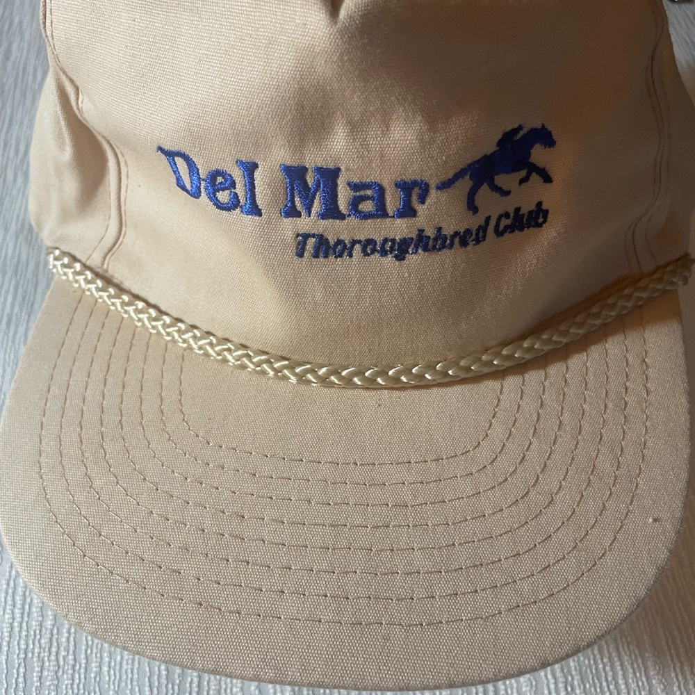 SALE! Del Mar Beige Cap with Blue Embroidery